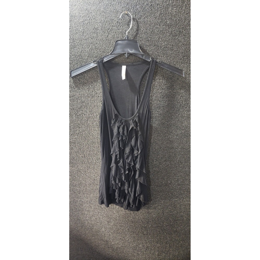 Mixage Black Ruffle Front Racerback Tank Top U9140102 Womens Small